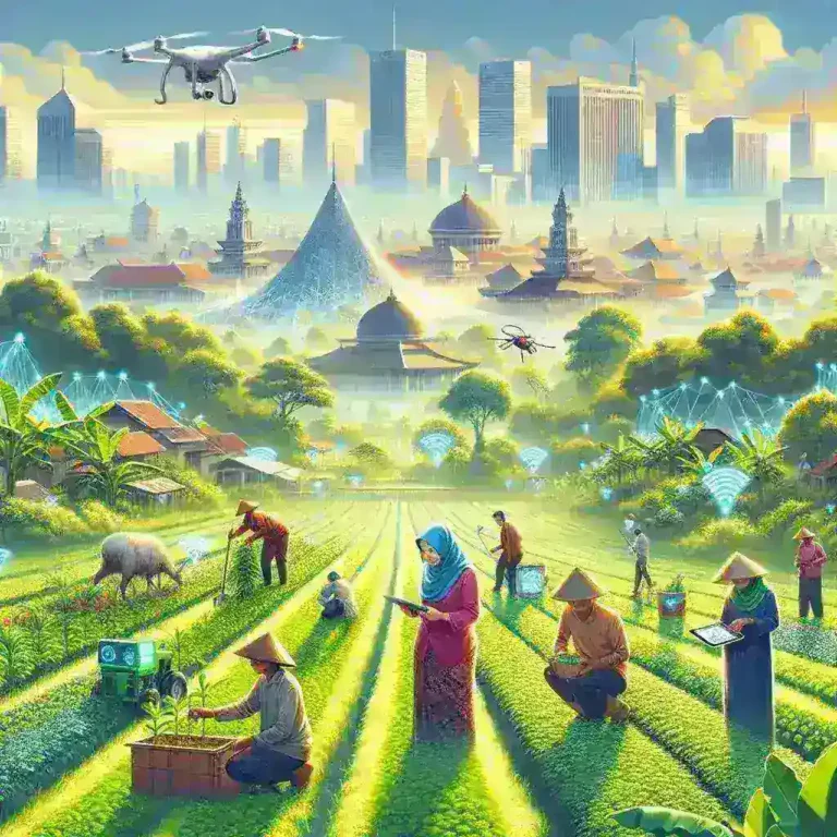 "Petani hortikultura menggunakan aplikasi Smart Farming di Kota Bogor untuk meningkatkan hasil pertanian dan efisiensi produksi."